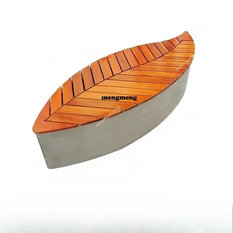 M138 bench creative special-shaped stainless steel solid wood bench shopping mall square public area leisure chair customization