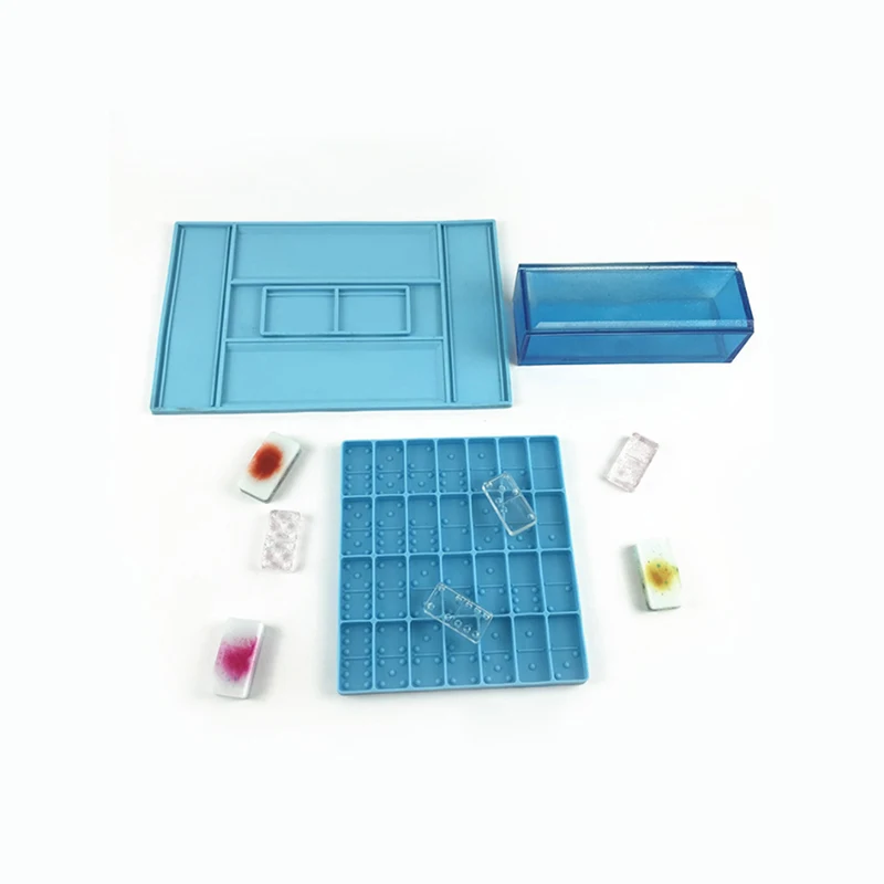 DIY Crystal Epoxy Resin Game Silicone Mold Domino Storage Box Pai Gow Measuring Cup Set Tabletop Decoration Jewelry Crafts Mould