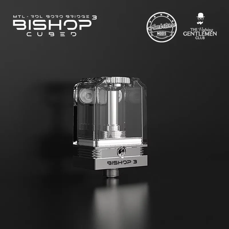 Ambition Mods Bishop 3 RBA MTL RDL Boro Bridge Bishop 3 Cubed E Cigarette Vape Tank Atomizer SS316 PCTG 510 Thread 5ml Tank replacement coil