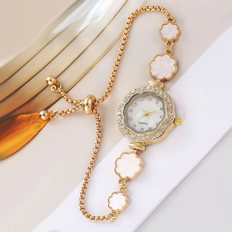 

Women Watches Fashion Ladies Version Simplicity Rhinestone Petal Quartz Watch Casual Gifts Wristwatches Relogio Feminino Clocks