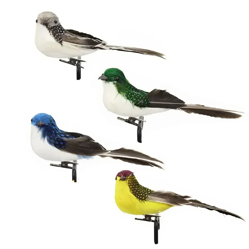 2/4Pcs Artificial Birds Lifelike Parrot Model Garden Lawn Yard Ornaments Landscape Fake Feather Birds Figurines Home Decor New