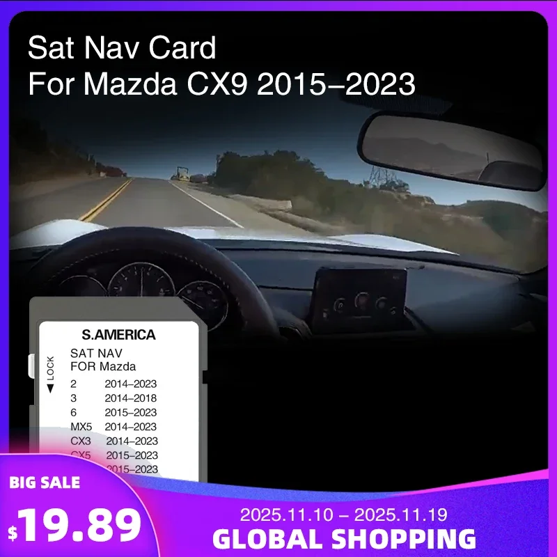 

Navigation Card for Mazda CX9 Car from 2015 to 2023 Map SAT Nav Cover South Anerica Country Chile Brazil Peru