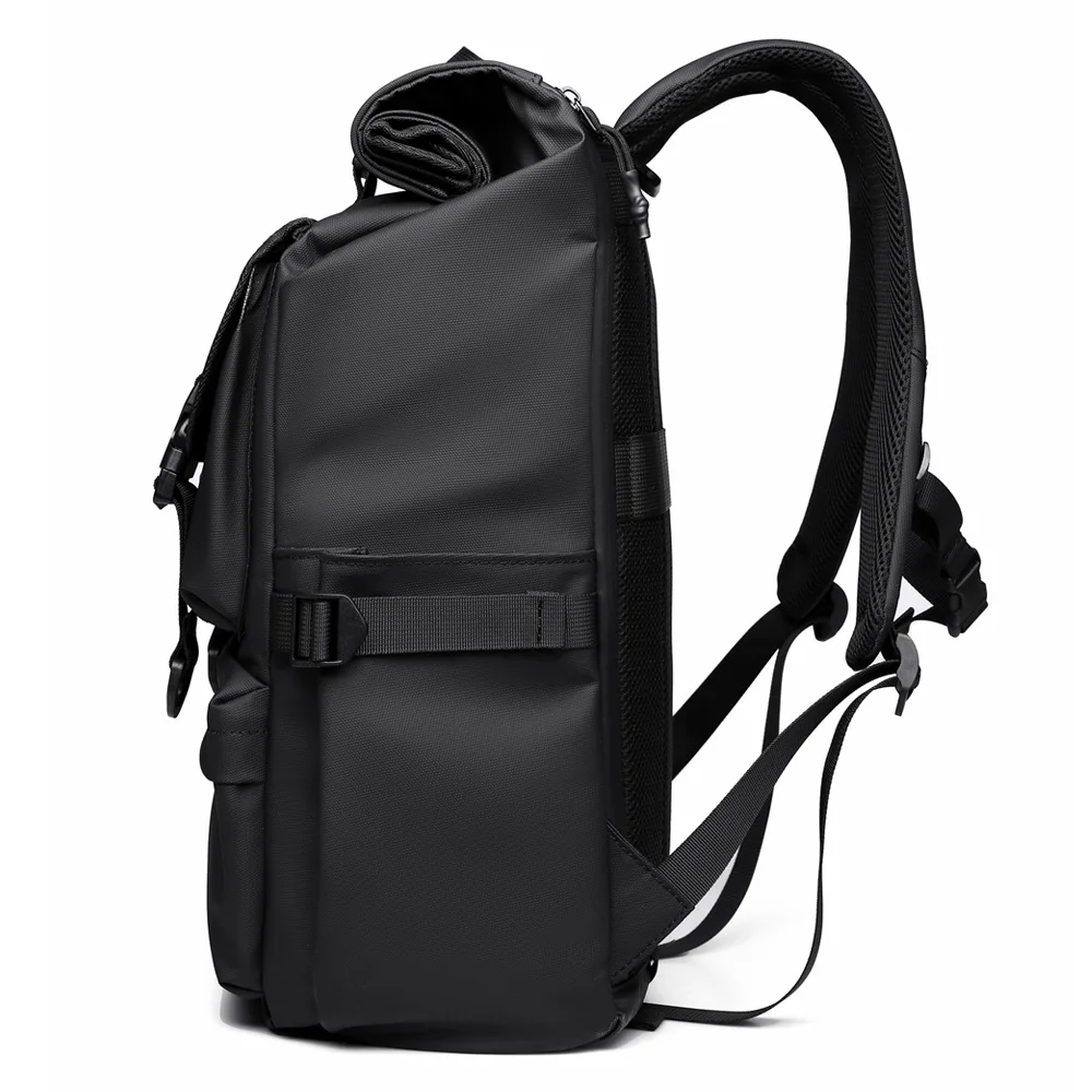 New fashion personalized backpack travel leisure leather film roll mouth backpack trendy college student schoolbag large capacit