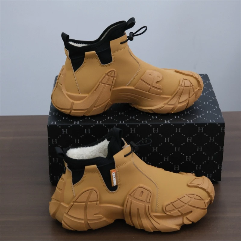 Neue Winter-Herrenschuhe aus Baumwolle mit dickem Fleecefutter für warme Herren-Schneestiefel – Detail 2