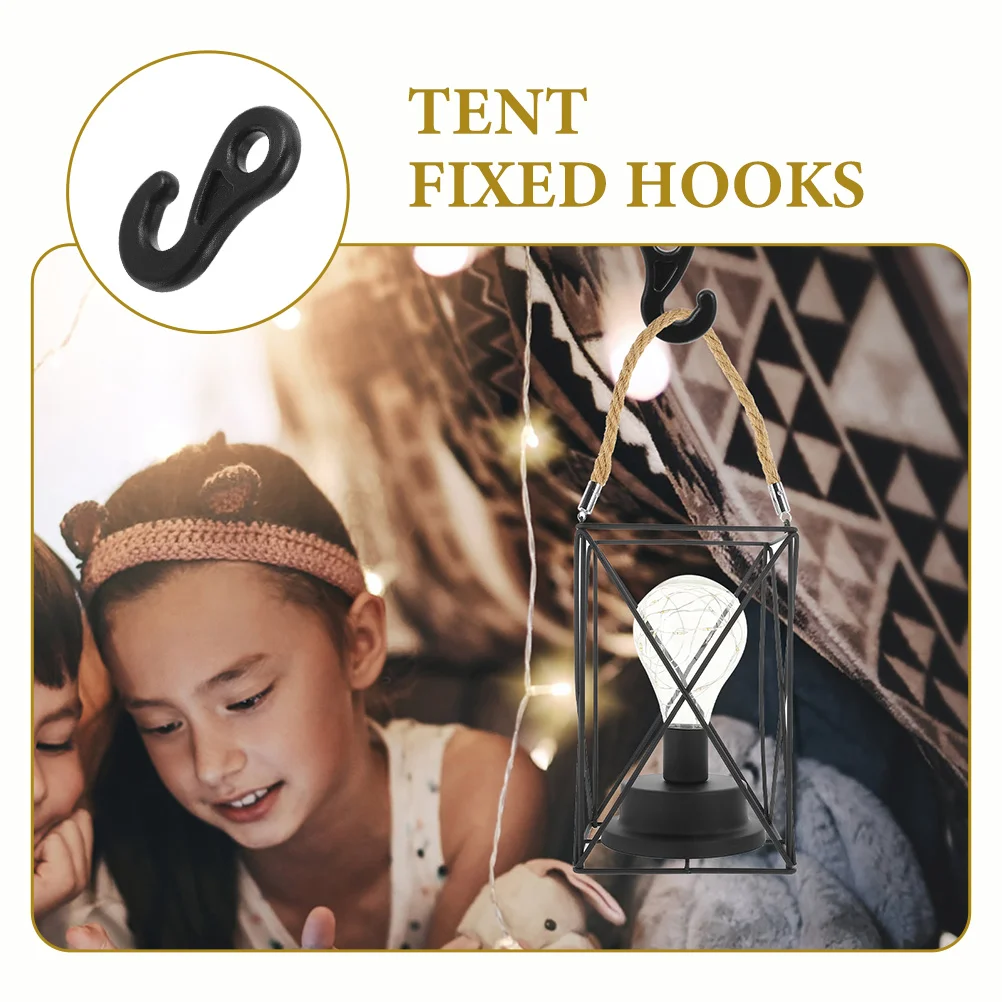 

20Pcs Durable Outdoor Tent Hooks Black Camping Accessories Windproof Shelter Fasteners Rope Hangers