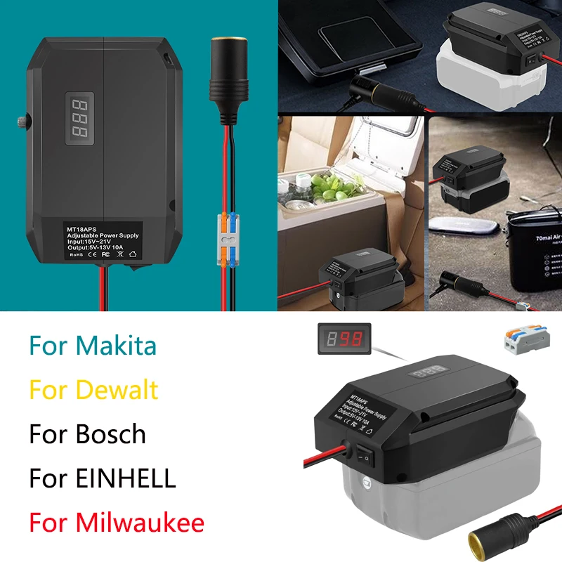 تيار مستمر 18 فولت إلى 12 فولت محول خفض الجهد ل ديوالت/ماكيتا/ميلووكي/بوش/Einhell 18 فولت بطارية عجلة الطاقة محول للأدوات الكهربائية #2
