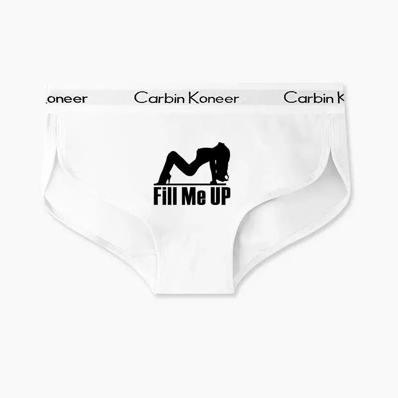 Fill Me Up New Brand Funny Print Briefs for Women Sexy Cotton Sports Underwear Lady Girl Panties Underpant for Female