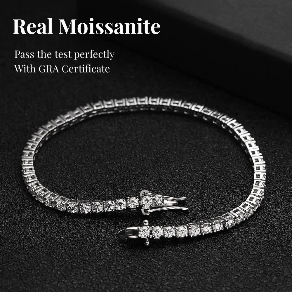 COSYA 2.5mm D Color Moissanite Tennis Bracelet Pass Diamond Tester 925 Silver Moissanite Bracelets For Women Man Party Jewelry