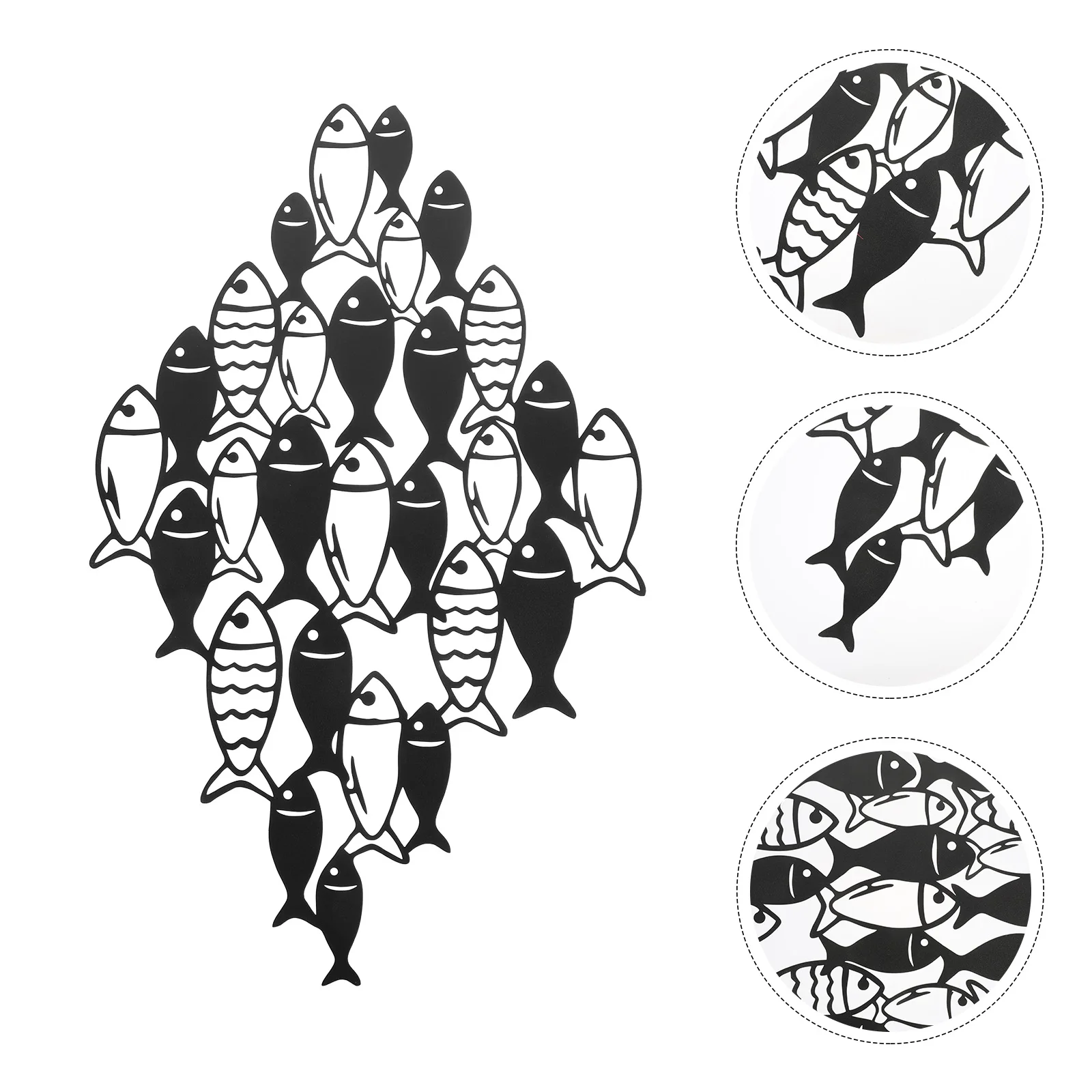 

Stable Iron Fish School Art Mediterranean Hollow Design Easy Install Coastal Nautical Theme Metal Fish Wall Decor For