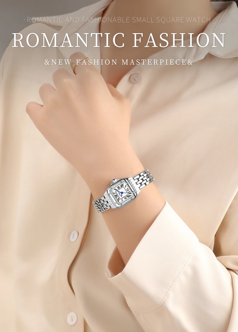 YASHIDUN Women Watch Square Small Clock Elegant Watch Small Size Quartz Watch Stainless Steel Waterproof Women Wristwatch