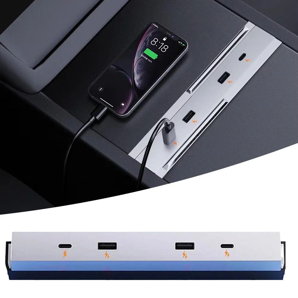 27W-65W Fast Charging Expansion Dock USB Hub For Tesla Model YL Y Launch Juniper Central Control Type-C USB HUB Model 3 Highland