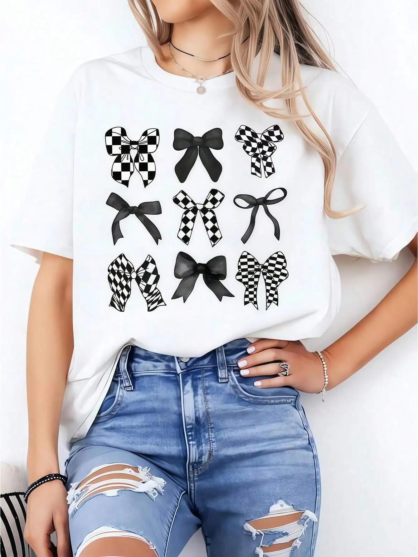 Women Beach Postcard Graphic Print Tee Cute Casual Daily Short Sleve Round Neck Summer Top Women's Basic High Quality Fabric Tee