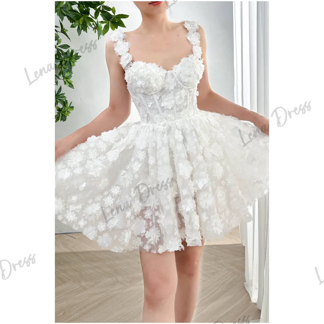 Lena Evening Dresses 2024 Luxury Dress for Weddings Dresses Floral Lace Backless Floria Dress Store White Short Skirt Jancember