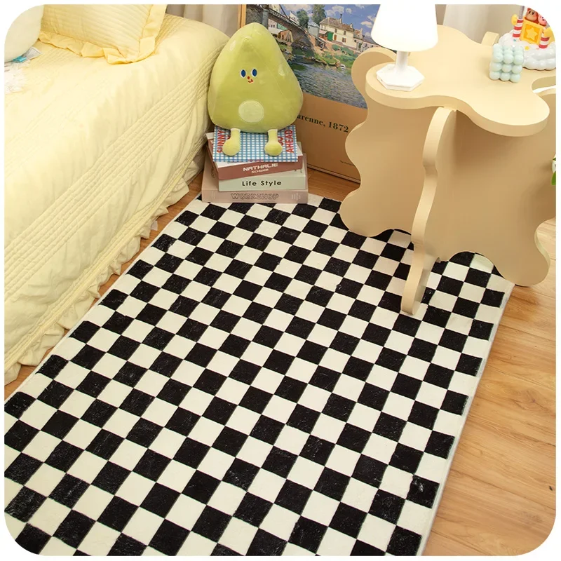 

120/200CM Home Rug Lattice Girl Room Small Rug Carpet in Living Room Decoration New Year Rugs tapetes de sala 카펫 ковер