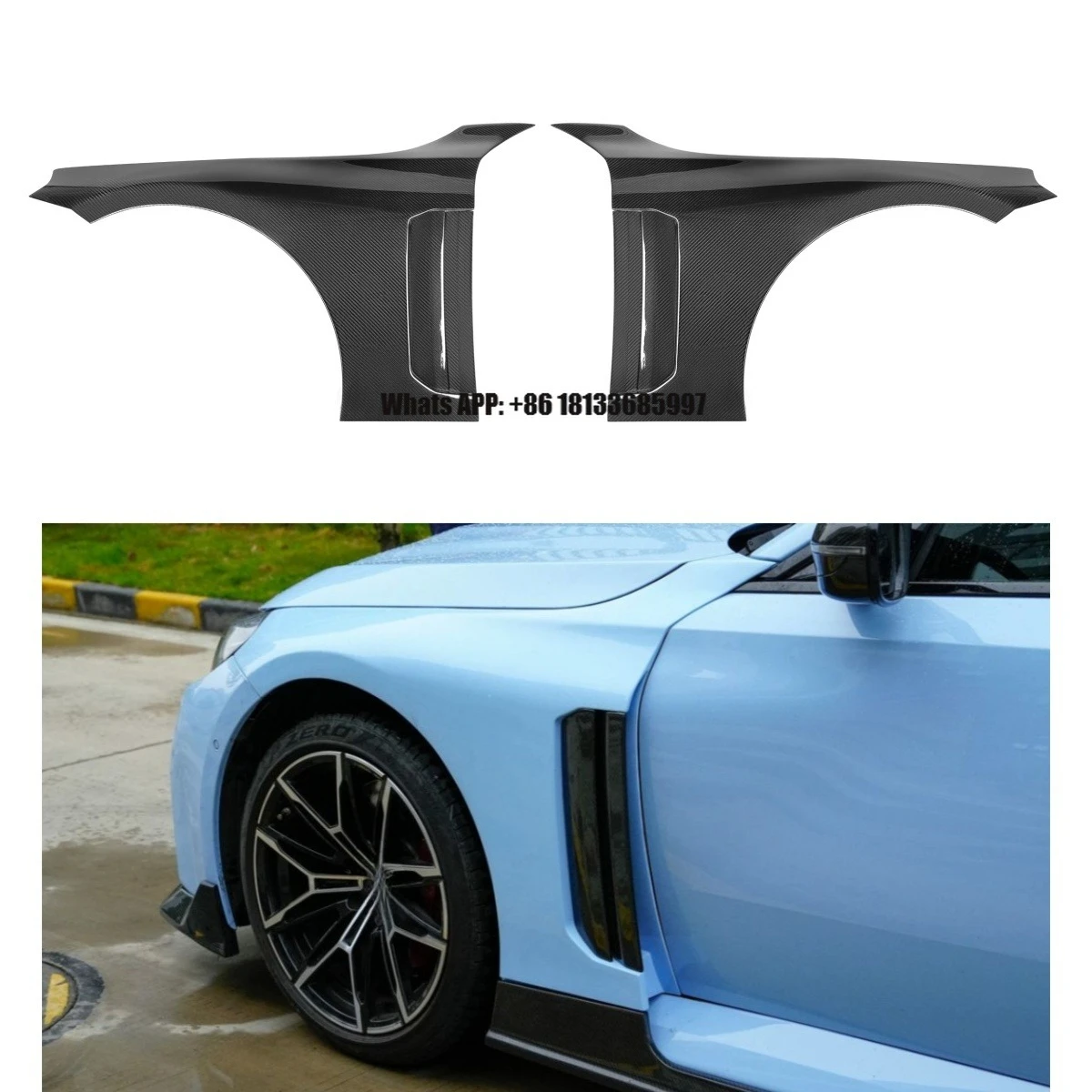 

V Style Dry Carbon Fiber Car Parts Side Fenders for BMW M2 G87 2023+ Car Body Kit Bumper Fenders