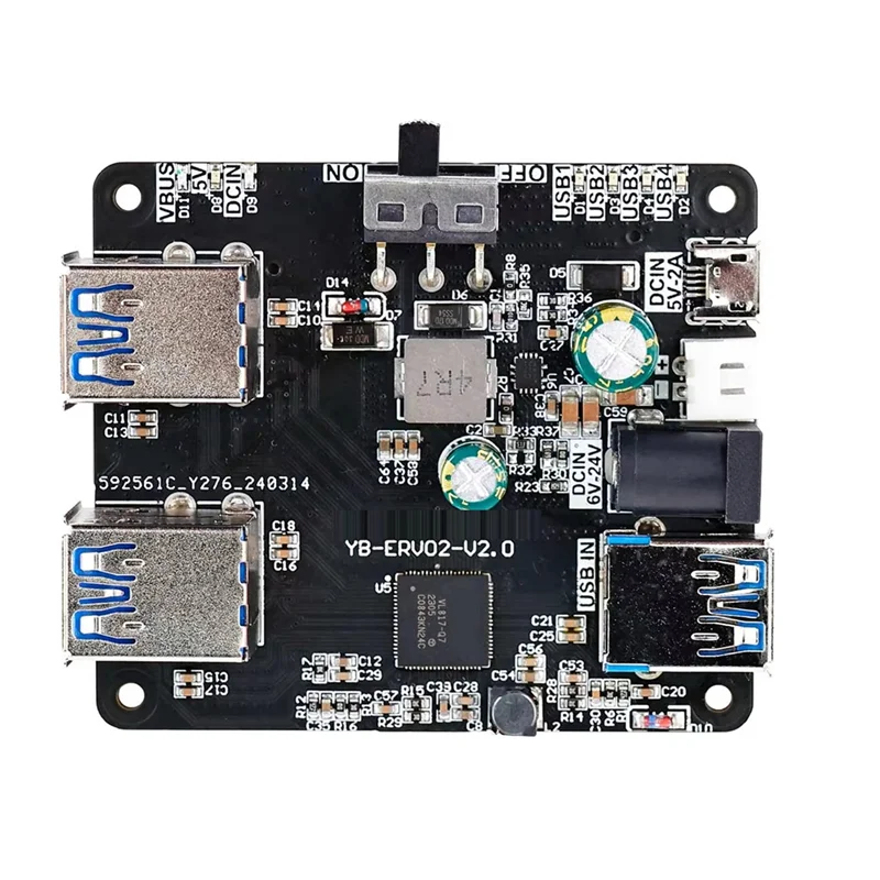 COFA-USB 허브 3.0 멀티 USB 분배기 4 USB 포트 마이크로 충전 전원 9-24V 전원 라즈베리 파이 5/4B 제트슨 로스 로봇용