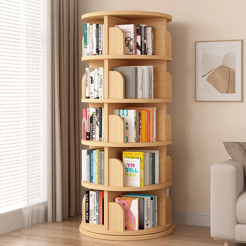 Tiny Traditional Bookcase Wooden Vintage Rotating Narrow Children Bookcase 360 Magazine Libreria Scaffale Dollhouse Bookcase