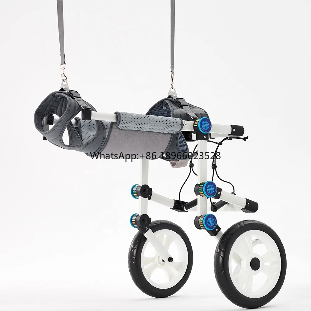 Aanpasbaar Logo Groothandel Mode Aluminium Revalidatie Training Verstelbare Opvouwbare Hond Rolstoel Met Verlamming Van De Achterpoten