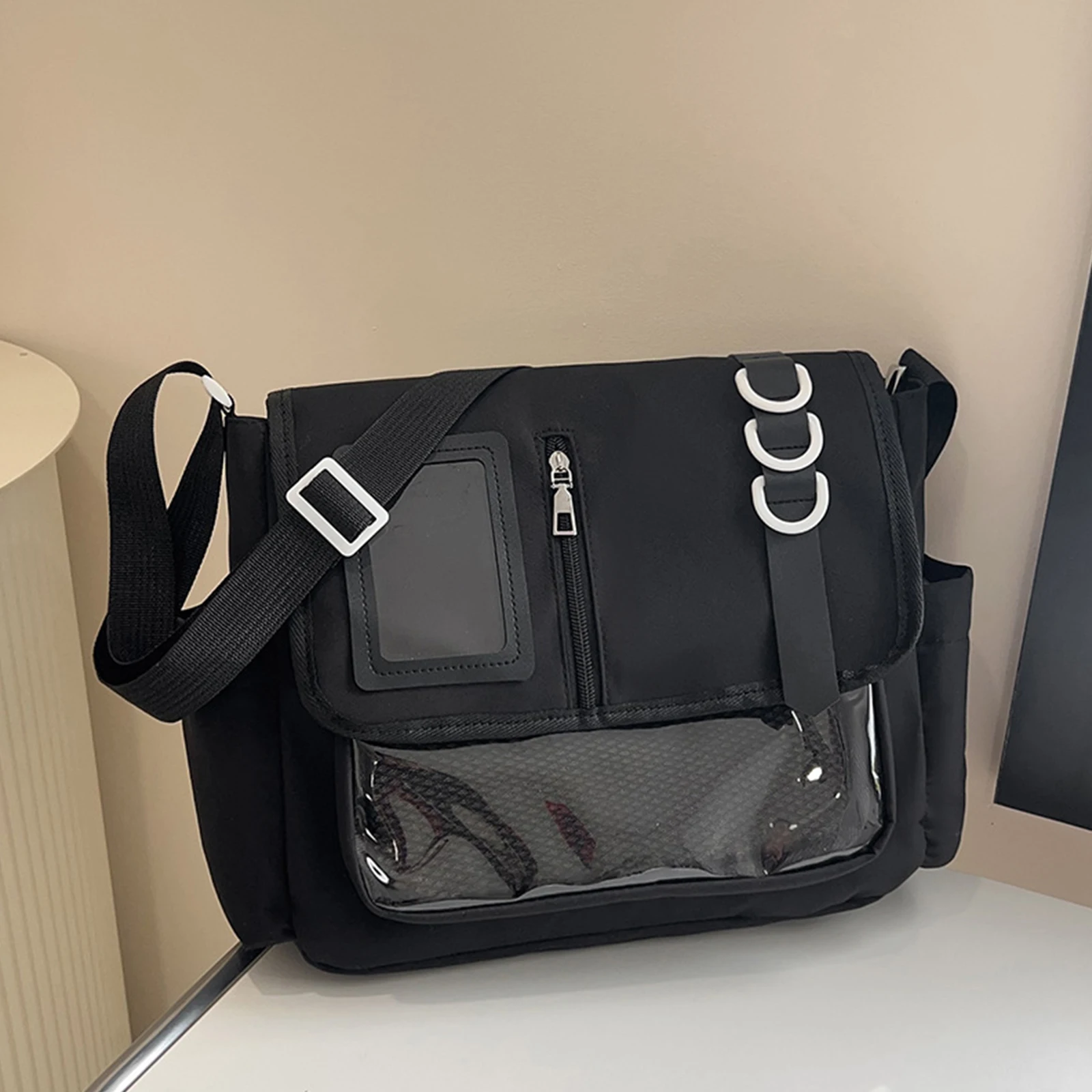 

Y2K Japanese Crossbody Bag Solid Color Shoulder Bag Transparent Messenger Bag for Women Casual Daily Travel