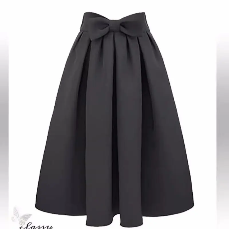 تنورة صوفية سميكة للخريف والشتاء، تنورة نسائية عالية الخصر للتنحيف 2025 جديدة متوسطة الطول بمظلة منفوشة #2