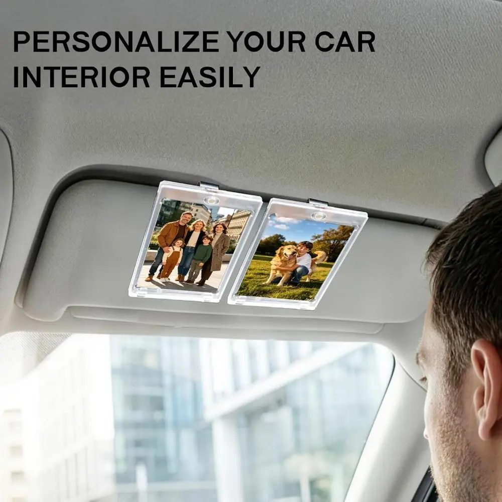 Lightweight Car Picture Holder UV Protection Transparent Car Photo Holder Scratch-Resistant Waterproof Visor Clip Photo Frame