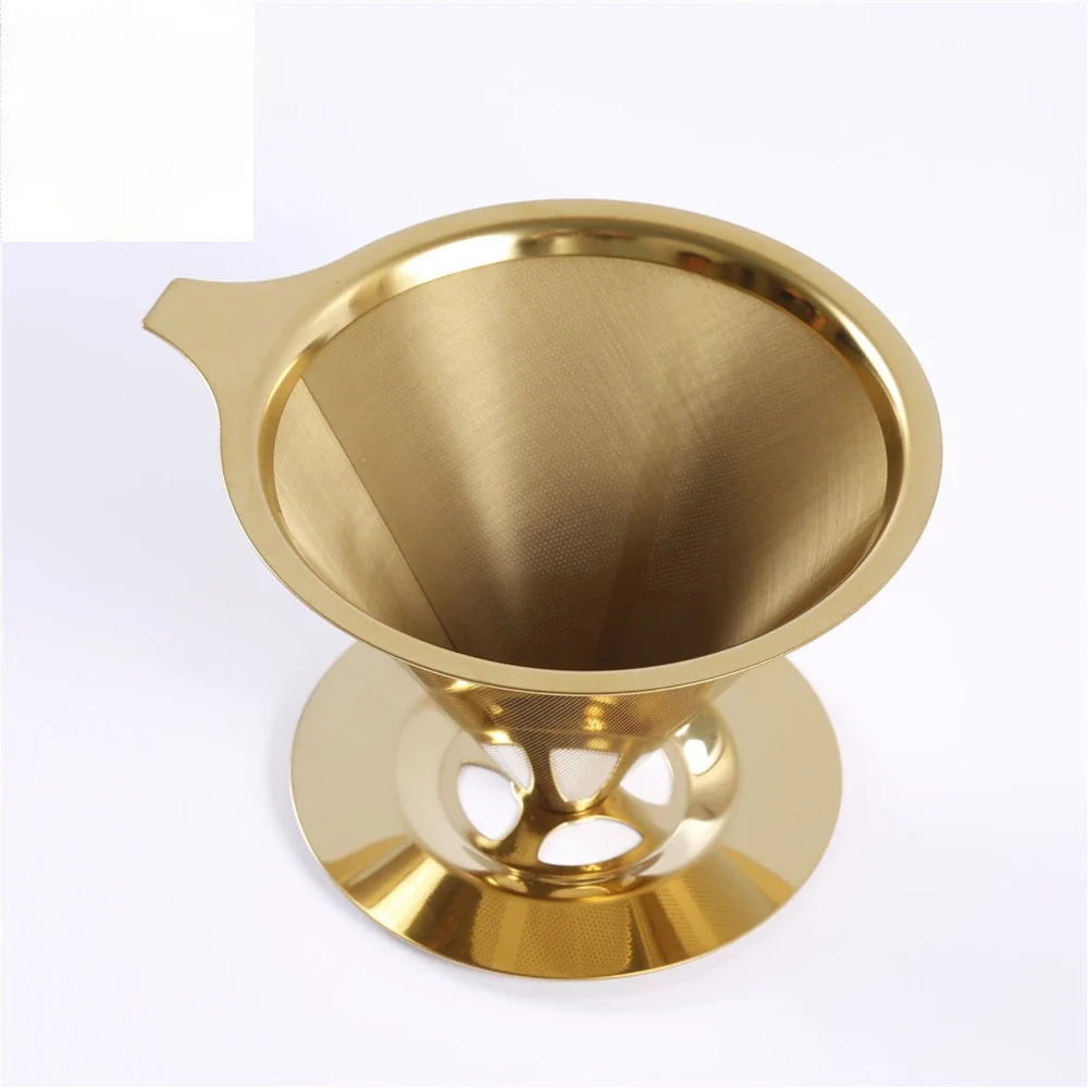 Gold color reusable coffee filter drip strainer Coffee Dripper Stainless Steel Metal gold Mesh Strainer Cone Coffee Filter