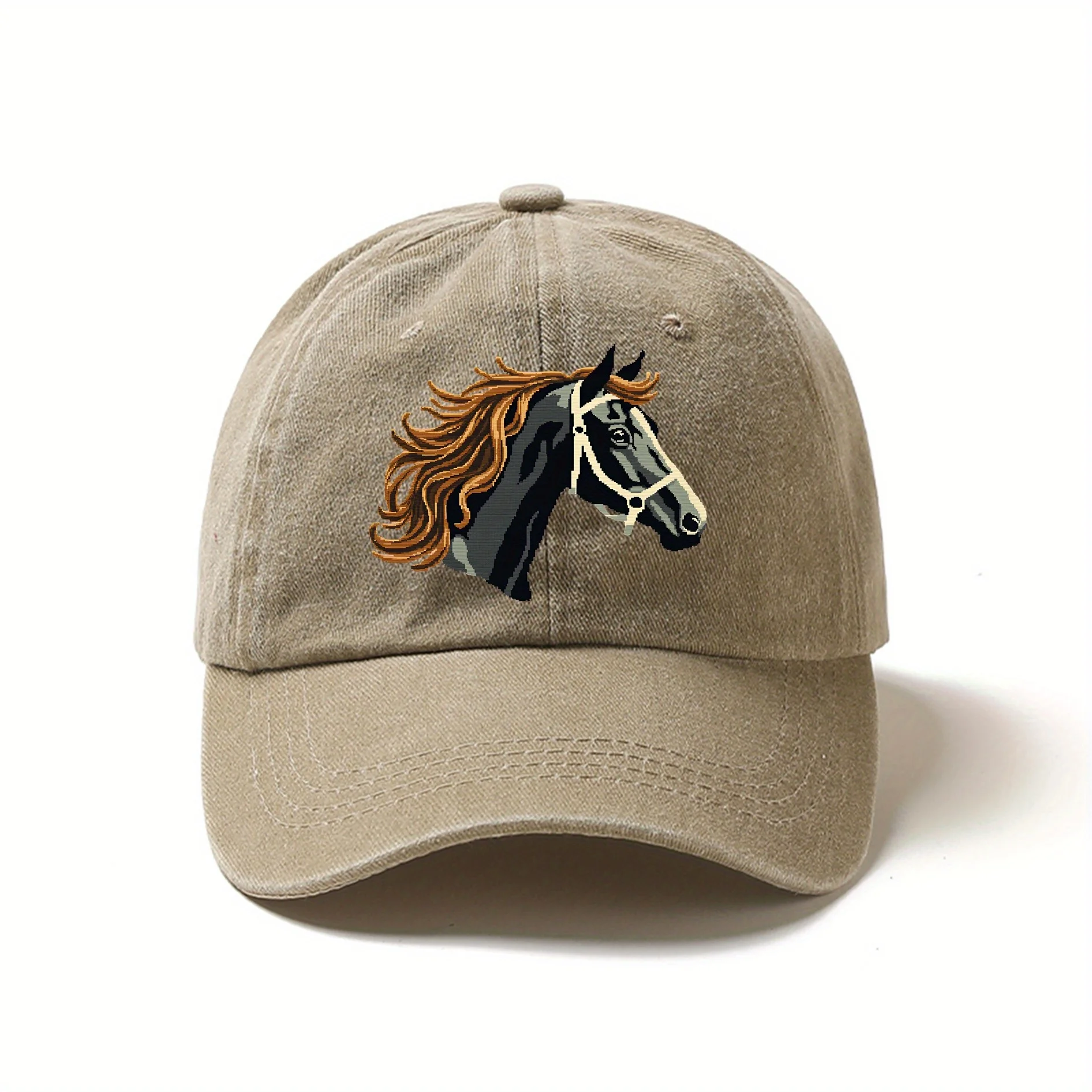 Teen Girls' Casual Baseball Cap - Pink Cartoon Horse Print Lightweight Comfort Fit for Back-to-School, Thanksgiving, Graduation