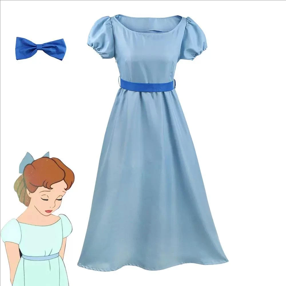 Traumhaftes Prinzessin-Wendy-Cosplay-Komplettoutfit, Elegantes Kleid-Kostüm, Halloween-Rollenspiel-Kleidung, Sommer-Herbst Tägliche Straßenkleidung