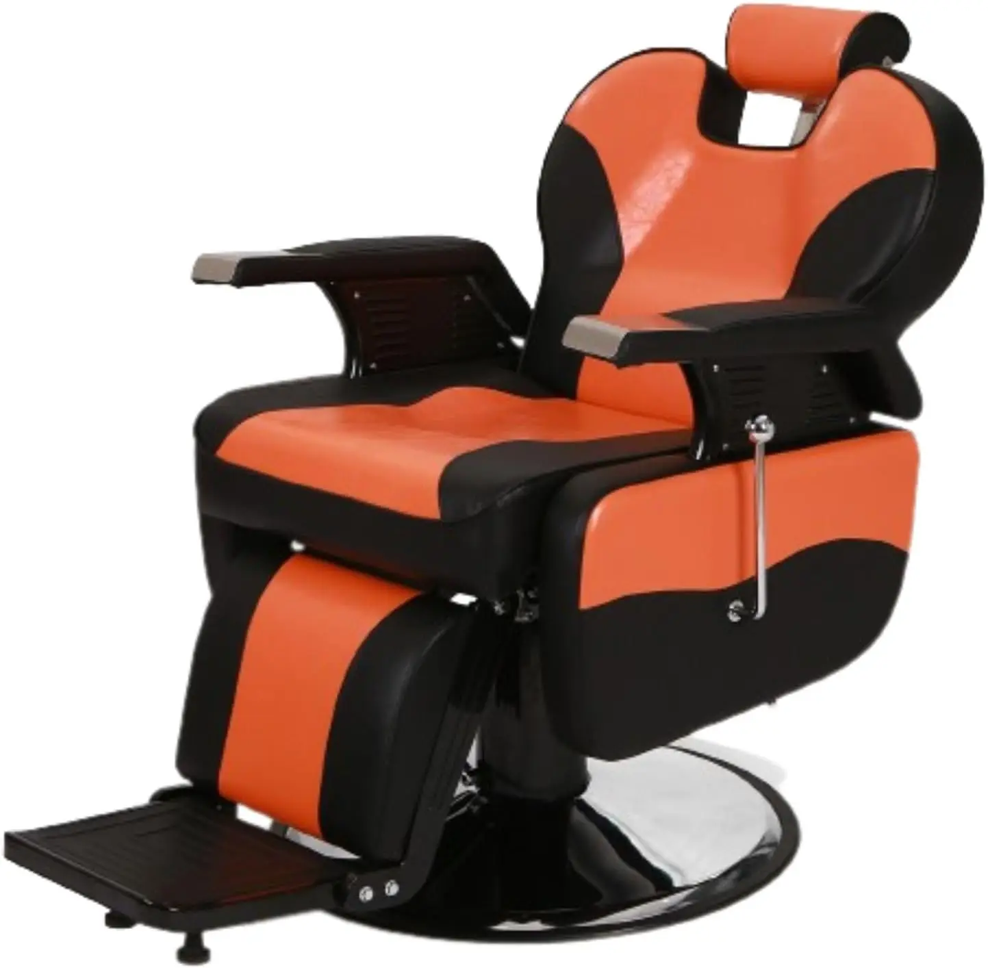 

Heavy Duty Reclining Barber Chair, 360° Swivel & Height Adjustable & Supports up to 440lbs, Black-Orange