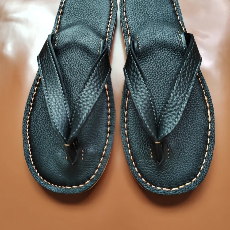 Шлепанцы ручной работы из воловьей кожи с верхним слоем, летние уличные сандалии из натуральной кожи, новые пляжные сандалии, мужские модные повседневные тапочки