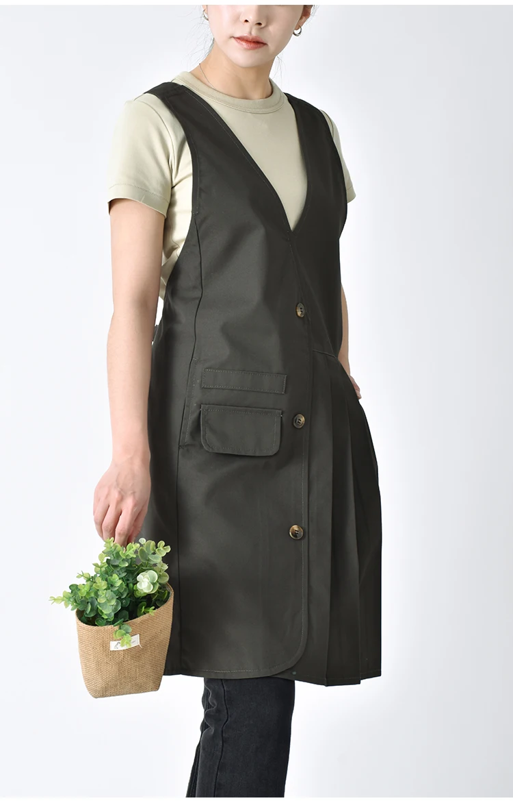 Aprons Originality Canvas Waterproof Splicing Pleats Household Kitchen Coffee Pet Store Work Clothes Cleaning Tools Soild