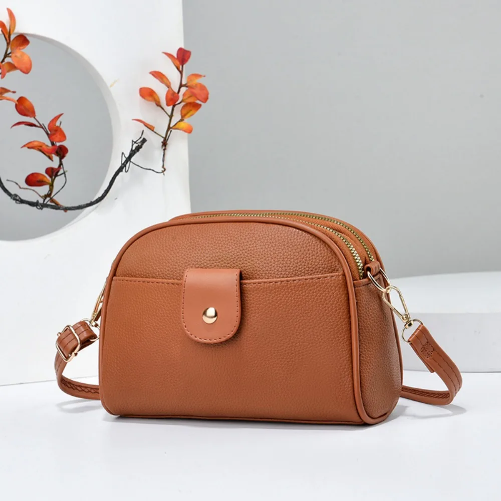 

Fashion Elegant Small Crossbody Bag Solid Color Korean Style Niche Shoulder Bag PU Leather Mommy Bag Simple Square Bag Shopping