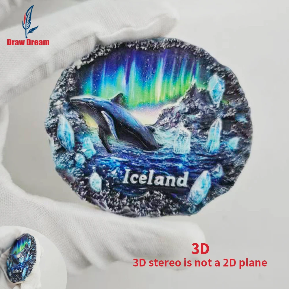 1Pc Iceland Creative 3D Embossed Refrigerator Magnet World Travel Souvenir Collection Suitable for Home and Office Decoration, Personalized Exclusive Travel Souvenir Magnetic Refrigerator Magnet Home Decoration, Kitchen, Room, Office, Cabinet Crafts Gift, Holiday Souvenir, Exquisite Small Gift