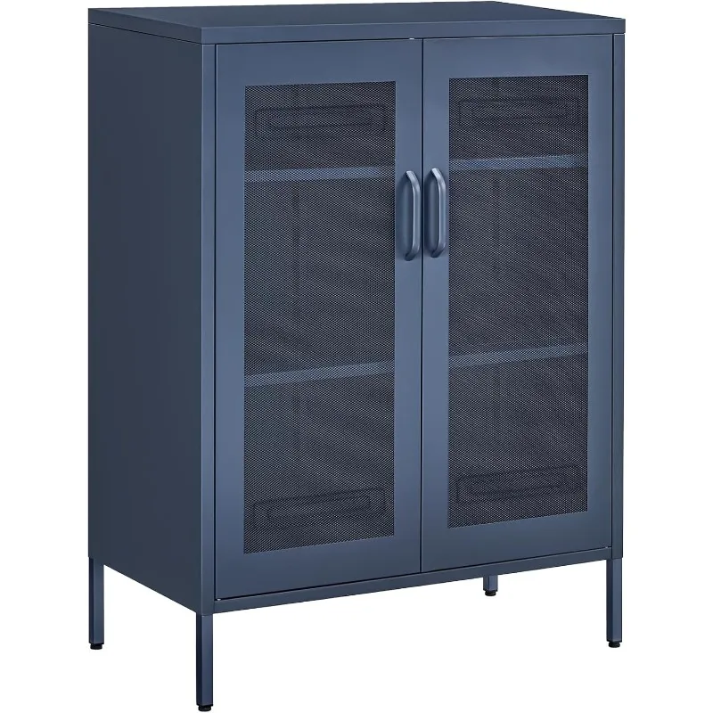 

Metal Storage Cabinet with Mesh Doors, Steel Display Cabinets with Adjustable Shelves for Bathroom Home Office,