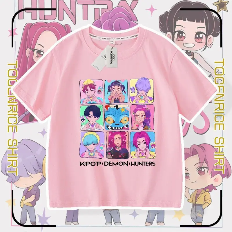 

Mira Zoey Rumi Print T-Shirt Boys Girls Kpop Demon Hunters Costumes Short Sleeve Top Kids Summer Fashion Kpop Huntrix Tshirt
