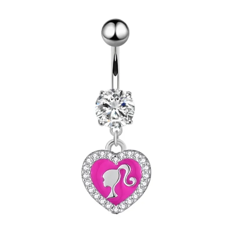 Miniso Anime Barbie Series Y2K Fashion Diamond Decorative Navel Nail Cartoon Sweet Decorative Pendant Navel Ring Girl Gifts