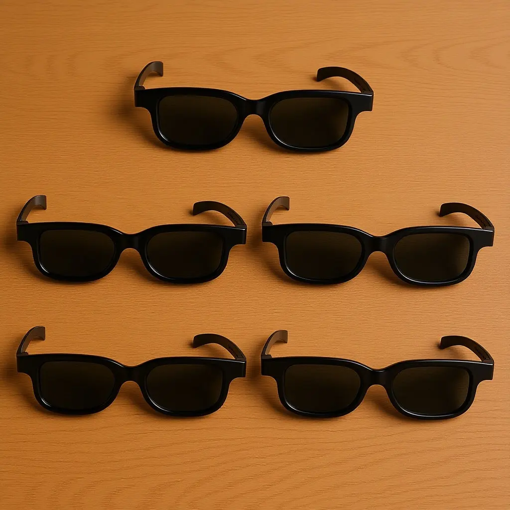 

5 пар 3D-очков для взрослых с пассивными круговыми поляризационными линзами для кинотеатров и видеоигр, черные, из АБС-пластика, поляризационные очки для просмотра фильмов