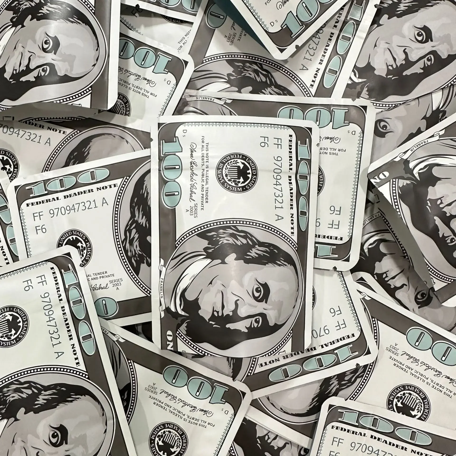 

3.5g 100pcs/pack 100 USA Dollar Matte Print Ziplock Bag Mylar Bag Candy Storage Pack Organization