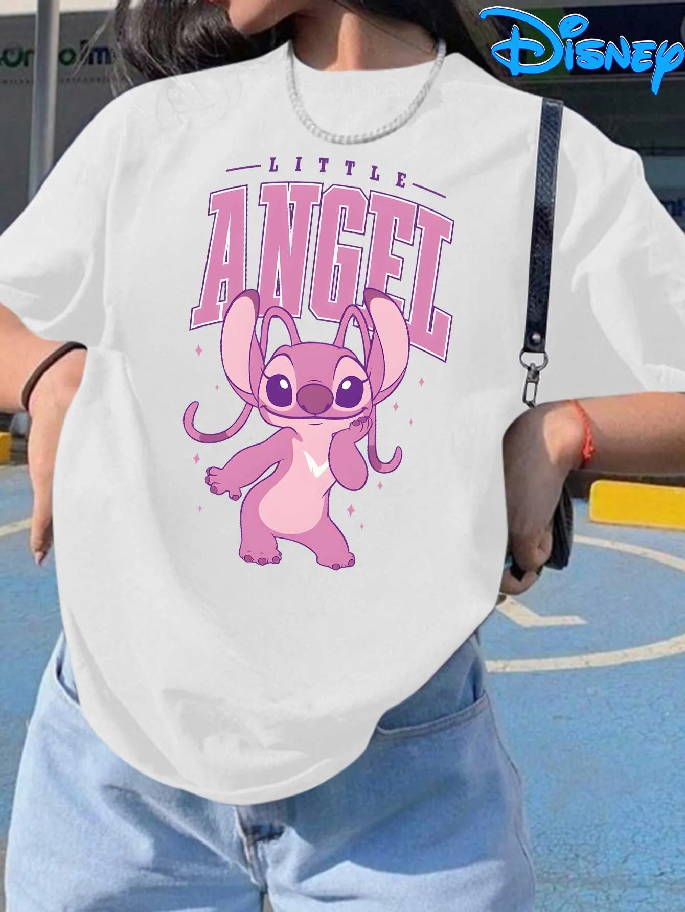 

2025 Новая футболка унисекс с принтом узоров Диснея, уличная мода, футболка с короткими рукавами из чистого хлопка и круглым вырезом