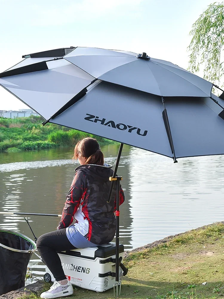 RU Large Parasol fishing Umbrella Double Layer Folding Beach Umbrella shade big Ourdoor Fishing parasol windproof umbrella