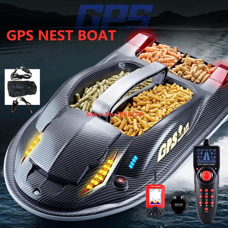 

GPS Fishing Bait Boat Smart Fixed Speed Cruise Control RC Bait Boat Dual Motor Low Noise 3.5KG Loading 500M Hook Trawl Nest Boat