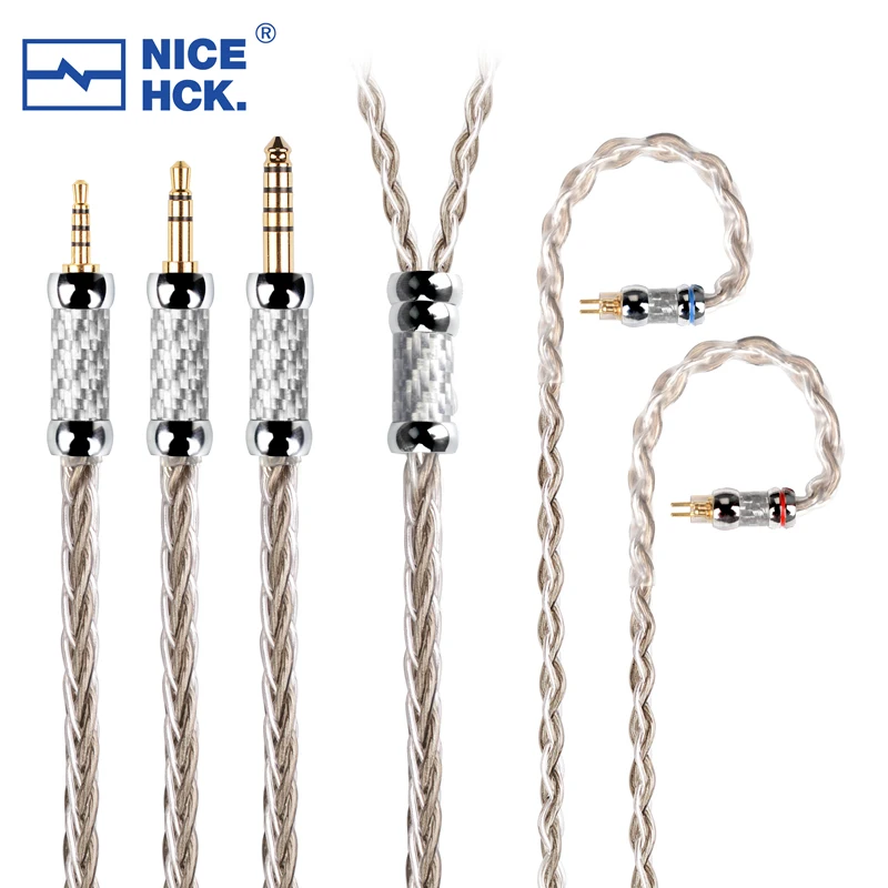 NICEHCK SilverCat 8 rdzeni posrebrzany aluminiowy zestaw słuchawkowy aktualizacja wymień kabel 3.5/2.5/4.4mm MMCX/0.78mm 2Pin dla VERNUS Bravery