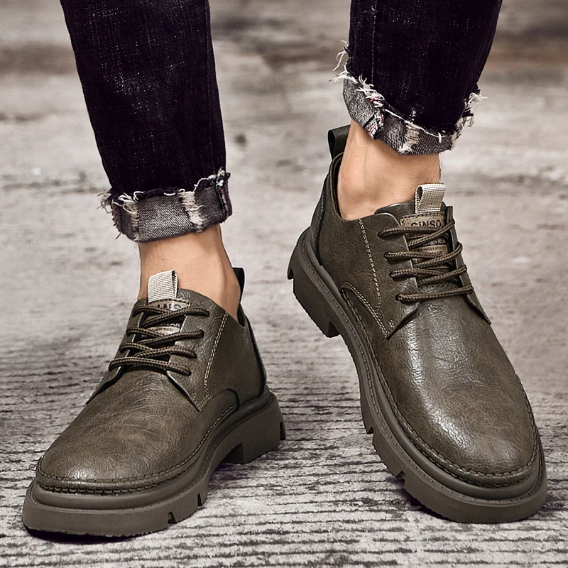 

High Quality Men's New Two-layer Cowhide Outdoor Workwear Shoes Fashionable Brand Men's Autumn Comfortable Low Top Men's Shoes
