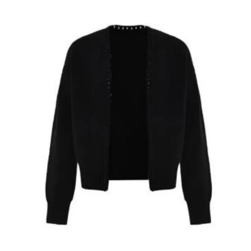 KIDWHXR Herbst Herren Strickpullover Streetwear V-Ausschnitt Herren-Cardigan Retro Einfach Einfarbig Schlank Langarm Vielseitiger Herrenmantel – Detail 5