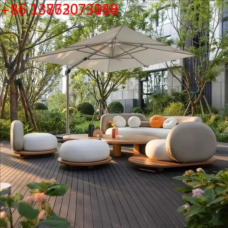 Outdoor courtyard teak leisure villa garden terrace preservative wood sofa