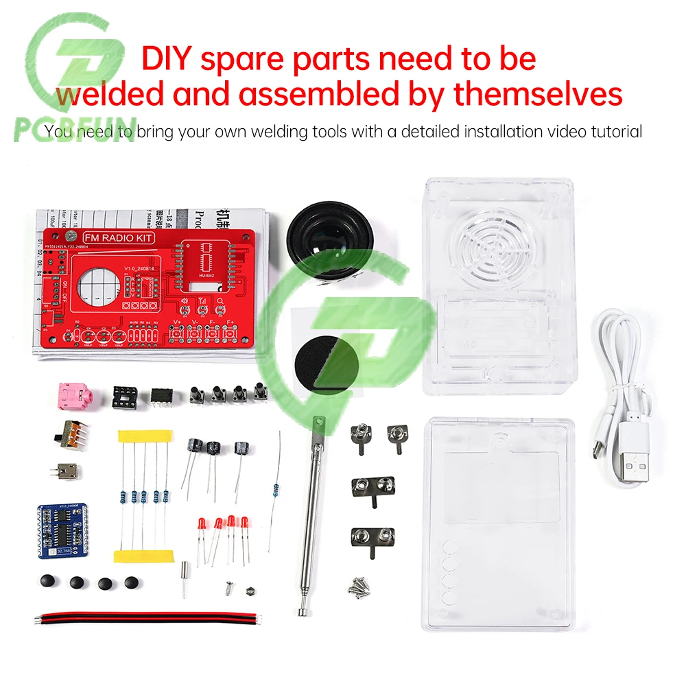 

DIY FM Radio Electronic Kit 87-108MHZ RDA580 Soldering Project Practice Welding Parts Kit for Electronic DIY Enthusiasts