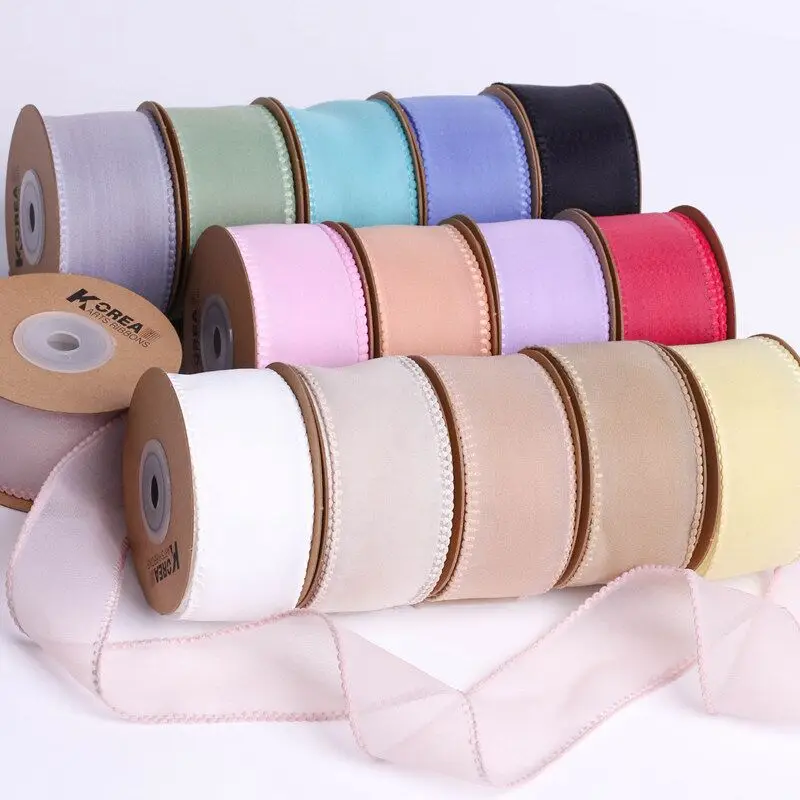 10 Yards 25MM 40MM Tulle/Snow Yarn Ribbon DIY Handmade Materials Headwear For Hair Bows Clothing Home Accessories Solid Color