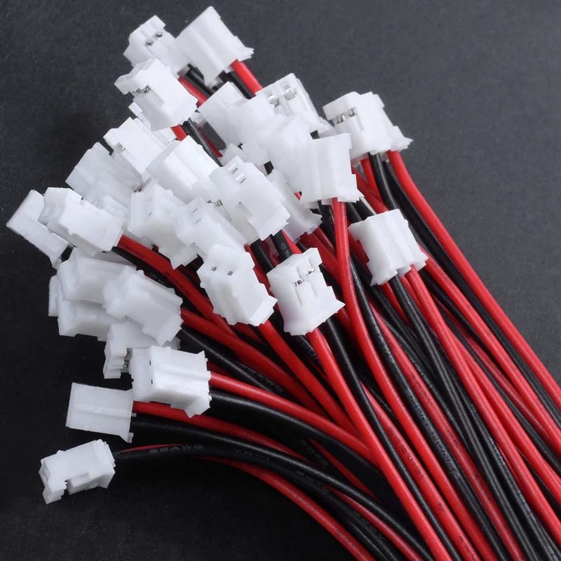 250Pcs Mini JST 2.0 2P Male Connector Wires Cables