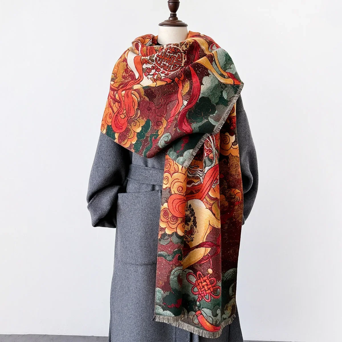 Luxury Brand Fashion Winter Warm Cashmere Shawl Scarf Air Conditioning Shawl Scarf for Women Design Wrapped Female Blanket Cape