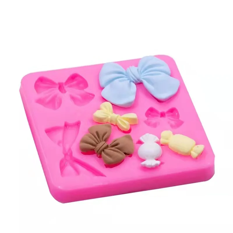 Candy Bowknots Silicone Molds Baby Birthday Fondant Cake Decorating Tools Cupcake Topper Chocolate Candy Moulds